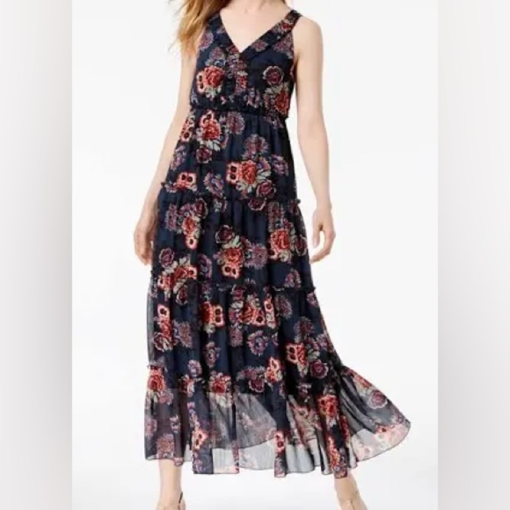 Style & Co Tiered Chiffon Maxi Dress